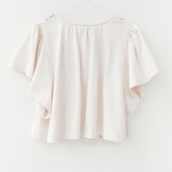 ⭐️ UO Dolly Floral Flower Embroidered Hipster Hippie Artsy Chic Glam Modern Top - Picture 3 of 8